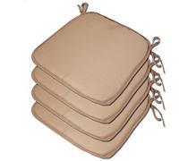 4 x Padded Seat Cushions - Plain Design 38x38x2cm - The Turin Range - Colour Light Brown