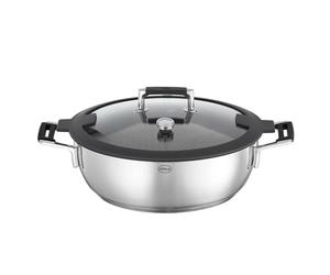 4 X Pan & Lid Silence Pro Aroma Steamer Stainless Steel 28 cm Silver Black 4 Pcs