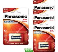 4 x Panasonic 9V PP3 Pro Power Alkaline Batteries, Smoke Alarms, LR22, MX1604