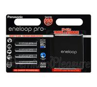4 x Panasonic Eneloop PRO AAA 930mAh batteries Rechargeable BK-4HCDE Storage box