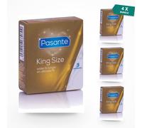 4 x Pasante King Size Condoms 3 Pack | 12 Condoms | Extra Large 60mm