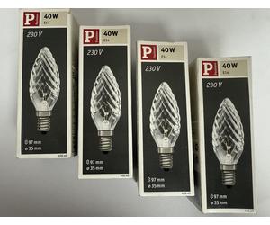 4 x Paulmann E14 Light Bulb Twisted Glass 40W Dimmable Warm White filament