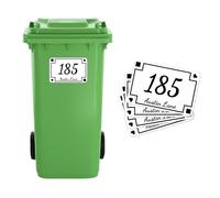 4 x PET Wheelie Bin Stickers Bin Numbers for Wheelie Bins Custom Wheelies Bins Numbers Stickers Personalised Number Sticker with House Number Street Name (Style - Heartline)