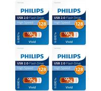 4 x PHILIPS 128 GB USB 2.0 Vivid Pen Flash Drive Memory Stick - High Speed
