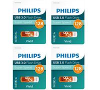4 x PHILIPS 128 GB USB 3.0 Vivid Pen Flash Drive Memory Stick - Super High Speed