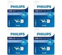 4 x PHILIPS 16 GB USB 2.0 Vivid Pen Flash Drive Memory Stick - High Speed