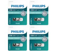4 x PHILIPS 32 GB USB 3.0 Vivid Pen Flash Drive Memory Stick - Super High Speed