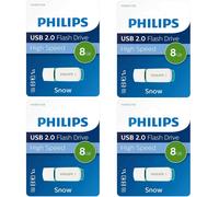 4 x PHILIPS ( 8 GB ) USB 2.0 SNOW Pen Flash Drive Memory Stick - High Speed