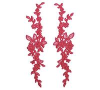 4 x Pieces Corded Lace Applique Wedding Motif Sew On #30 A (Cerise)