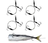 4 x Pike Dead Bait Rigs Built with FOX Treble Hooks for Pike Fishing Trace Hooks Live Bait - Ready to go! (Barbless, Size 8)