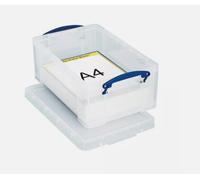 4 x Plastic Storage Box 9 L Really Useful Office Lidded Clear Home Container NEW
