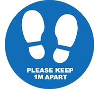 4 x please keep 1 m apart - social distancing landscape floor safety sign self adhesive vinyl weather proof label sticker - 10cm x 10cm - (SM-06)
