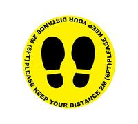 4 x please keep your distance circle - social distancing landscape floor safety sign self adhesive vinyl weather proof label sticker - 10cm x 10cm - (SC-19)