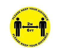 4 x please keep your distance - social distancing landscape floor safety sign self adhesive vinyl weather proof label sticker - 10cm x 10cm - (SC-20)