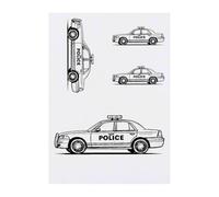 4 x 'Police Car Side View' Temporary Tattoos - Water Resistant, Skin-Safe, Non-Toxic Transfers, Mixed Sizes (TO00081712)