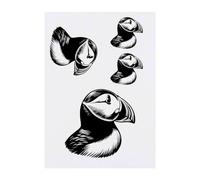4 x 'Portrait Of A Puffin Bird' Temporary Tattoos - Water Resistant, Skin-Safe, Non-Toxic Transfers, Mixed Sizes (TO00074032)