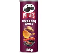 4 x Pringlas Texas BBQ Sauce Crisps - 185g Sharing Tub - Smoky Barbecue Flavour Stackable Potato Snacks - Bold, Savoury & Crunchy Treat