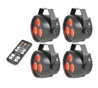 4 x QTX PAR12 RGBW DMX PAR Light 3 x 4W LED Par inc Remote