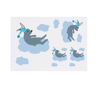 4 x 'Rabbit Asleep Floating On A Cloud' Temporary Tattoos - Water Resistant, Skin-Safe, Non-Toxic Transfers, Mixed Sizes (TO00076546)