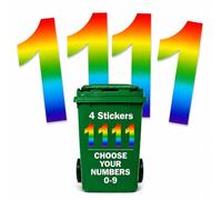 4 x Rainbow Bin Numbers for Wheelie Bins, 0-9, 17.5cm Dustbin Stickers (1) | Choose Your Wheelie Bin Number/s, Weatherproof Self Adhesive Vinyl Bin Number Sticker, Suits Food Caddy & Food Waste Bins
