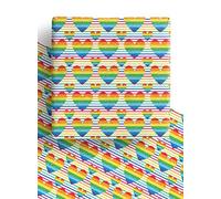 4 x Rainbow Love Heart Wrapping Paper Sheets 70cmx50cm - Premium Colourful Gift Wrap Sheets Perfect for Men, Women and Kids. Made in the UK from 100% Recycled Paper