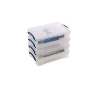 4 x Really Useful 4 Litre Storage Boxes Clear Plastic With Lid Box Heavy Duty