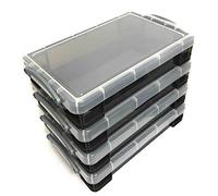 4 x Really Useful 4 Litre Storage Boxes Clear Plastic With Lid - Transparent Black