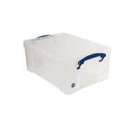 Really Useful Box 9 Litre Plastic Storage Box Clear, Multi-purpose stacking storage, with a lid and clip lock handles, Ideal for home, office, school and arts and crafts storage (Pack of 4)