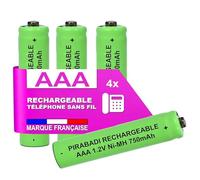 4 x Rechargeable Batteries 400 mAh 1.2 V NI-MH | AAA LR03 LR3 R03 R3 H03 H3 | Compatible Replacement Fixed Wireless Phone Philips Panasonic Gigaset Alcatel Siemens DECT (750mAh)