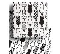 4 x Recyclable Cat Wrapping Paper Sheets 70cm x 50cm - Premium Black and White Gift Wrap - Made in the UK - Eco Friendly Pet Safe Animal Gift Wrapping Paper