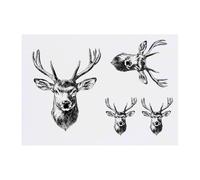 4 x 'Red Deer Stag' Temporary Tattoos - Water Resistant, Skin-Safe, Non-Toxic Transfers, Mixed Sizes (TO00077066)