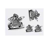 4 x 'Rocket Powered Motorcycle' Temporary Tattoos - Water Resistant, Skin-Safe, Non-Toxic Transfers, Mixed Sizes (TO00083388)