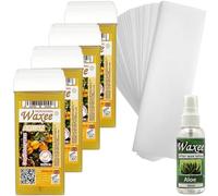 4 x Roll on roller wax cartridge + Strips+ After wax oil, waxing pack (Argan oil- TOP FORMULA)