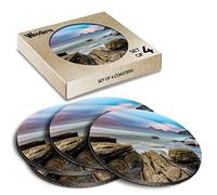 4 x Round Coasters - Dramatic Cuillin Range Elgol Scotland Mountains Cork Backed MDF Glossy Tea Coffee Accessory #50775