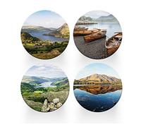4 x Round Lake District Coasters - England GB Travel Set Theme Women House Warming Circle Drinks Kitchen Table Decoration Décor Gift #77914