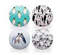 4 x Round Penguin Coasters - Animals Wild Pattern Men Women Set Theme House Warming Circle Drinks Kitchen Decoration Décor Gift #80200