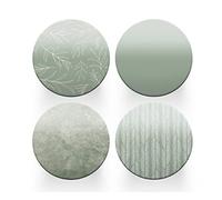 4 x Round Sage Green Coasters - Floral Pattern Farmhouse Women Set Theme House Warming Circle Drinks Kitchen Decoration Décor Gift #80205