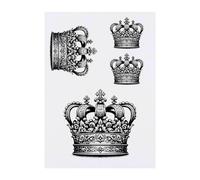 4 x 'Royal Crown' Temporary Tattoos - Water Resistant, Skin-Safe, Non-Toxic Transfers, Mixed Sizes (TO00073224)