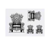 4 x 'Royal Throne' Temporary Tattoos - Water Resistant, Skin-Safe, Non-Toxic Transfers, Mixed Sizes (TO00073226)