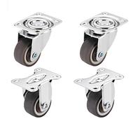 4 x Rubber Swivel Castor (2X Swivel with Brake,2X Swivel) 360 Rotating Silent Casters, Double Bearing Casters, for Bedside Table Drawer Type Hospital Cart Workbench, Easy to Install(1in)