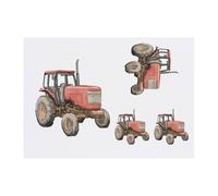 4 x 'Rustic Old Farm Tractor' Temporary Tattoos - Water Resistant, Skin-Safe, Non-Toxic Transfers, Mixed Sizes (TO00074784)