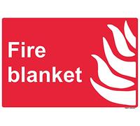 4 x safety sign - fire blanket - landscape - self adhesive weather proof vinyl sticker label - 20cm x 15cm (MPN-5143)