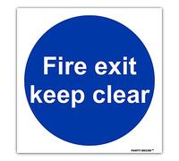 4 x safety sign - Fire Exit Keep Clear - self adhesive weather proof vinyl sticker label - 10cm x 10cm (MPN5064)