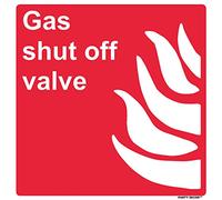 4 x safety sign - gas shut off valve - square - self adhesive weather proof vinyl sticker label - 10cm x 10cm (MPN-5119)