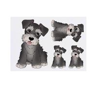 4 x 'Schnauzer Puppy' Temporary Tattoos - Water Resistant, Skin-Safe, Non-Toxic Transfers, Mixed Sizes (TO00081690)