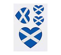 4 x 'Scotland Flag Love Heart' Temporary Tattoos - Water Resistant, Skin-Safe, Non-Toxic Transfers, Mixed Sizes (TO00058428)