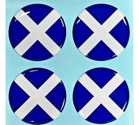 4 x Scotland Flag Stickers/Decals 40mm Diameter - with HIGH Gloss Domed Gel