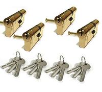 4 x Secure Euro Door Locks 35/55 BRASS Finish Keyed Alike 3 Keys Per Lock