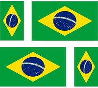 4 x self-adhesive stickers - car, motorcycle, suitcase, laptop, flag Brazil, Brazilian