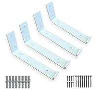 4 x Shelf Brackets Heavy Duty for Scaffold Board Shelving | Rustic Industrial Style| Made from 6mm Steel 225mm by MKGT (4, White)